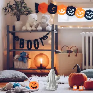 Resin Ghost Figurine, Spooky Gothic Home Office Decor, Non-Electric Featherless Sculpture, Perfect for Halloween & Christmas Decoration