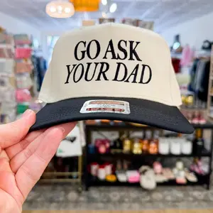 Go Ask Your Dad Trucker Hat: Custom Embroidered Two-Tone Cap