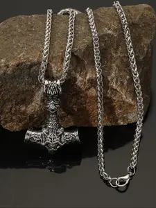 Vintage Viking Odin Rune Hammer Pendant Necklace, Fashionable Versatile Norwegian Style Jewelry, Perfect Party Accessory Gift