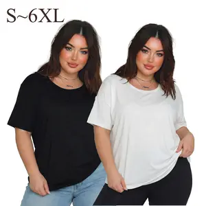 Women's Soft Loose Fit Crew Neck Tee - No Shrink No Fade - S to 6XL Comfortable Basic Breathable Fabric Casual Days Layering Option