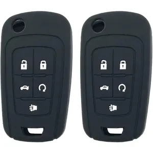 5 Buttons Silicone Protector Key Fob Cover Case fit for Chevy Camaro Cruze Malibu Equinox Sonic Impala Keyless Entry Key Fob