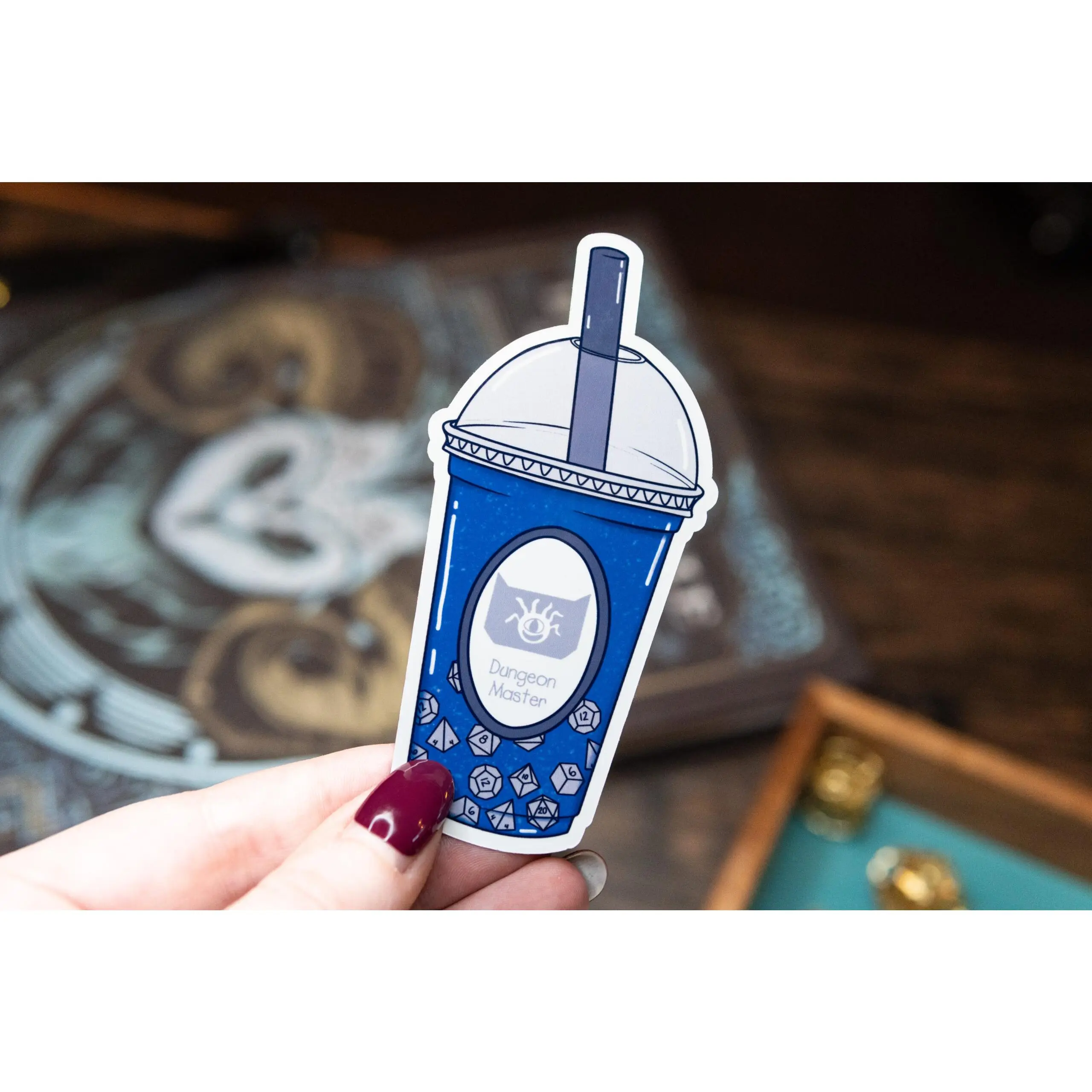 DND Dungeon Master Dice Boba Tea Sticker