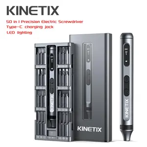 [Christmas Gift] KINETIX MAX3.7V MiniElectric 50-in-1Magnetic Bits 5/32"HexMagnetic Storage, Repair Tool Set for Phone Cameralaptop CordlessIPrecision Kit with LEDRight Angle Screwdriver tools and gadgets for him electric screwdriver set Digital Electro