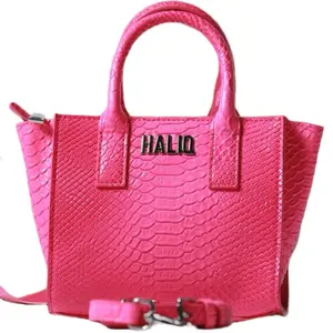 Haliq Pink Handbag Tote with Textured Design, Front Zipper Closure, and Adjustable Strap