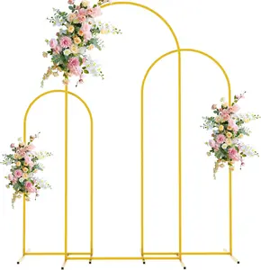 Wedding Arch Backdrop Stand 6FT, 5FT, 4FT Set of 3 Gold Arch Stand for Wedding Baby Shower Birthday