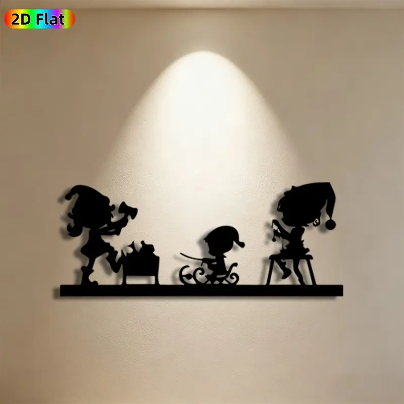 1pc Christmas Elves Metal Wall Art, Charming Christmas Elves Statue Mural, Ideal Gift for Christmas, New Year, Holiday Decor Enthusiasts,  Metal Wall Decor Wall Sculptures, Perfect for Living Room Wall & Garden Fence, Festive Home Decor Accent