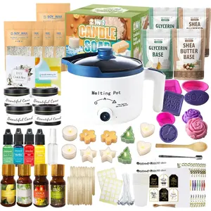 Basic DIY 2-in-1 Candle & Soap Making Supplies Kit with Wax/Soap Melter and Candles/Soaps Making Supplies for Adults Beginners, Starter Making Candle Soap Craft Kits Gifts