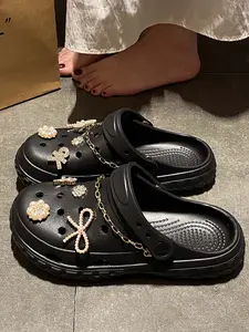 Summer Sweet Style Thick Sole Holey Shoes for Women, Eva Outdoor High Heel Beach Sandals, Comfortable Lightweight Casual Flip Flops, Beach Slippers