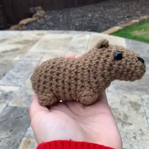 Crochet Mini Capybara, Figurine, Animal, Rodent, Display, Decor