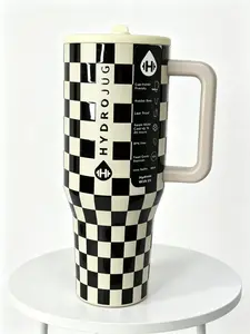 HydroJug 40oz Stylish Checkered Leak-Resistant Thermo Tumbler - Vacuum Insulated Stainless Steel Flask, Portable Drinkware for Gym, Travel, Leak Resistant Tumbler