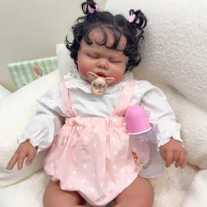 NPK 24-Inch African American Reborn Baby Doll, Soft Cloth Body, Hand-Rooted Hair, Lifelike Realistic Soft Toy for Kids & Doll Collectors, Lifelike Soft Dolls, Realistic Soft Dolls
