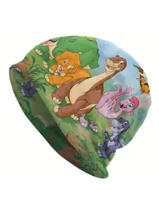 Dinosaur-Themed Beanie Hat for Men - Stylish Knit Skull Cap with Colorful Dinosaur Print, Soft Polyester Blend, Perfect for Casual Wear, Casual Headwear | Playful Design | Soft Texture