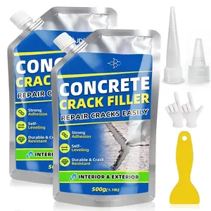 Concrete Crack Filler, 2.2lb(1kg) High Elasticity Self-Leveling Cement Crack Filler for Driveway, Walkway, Patio - Easy Repair Solution Indoor & Outdoor