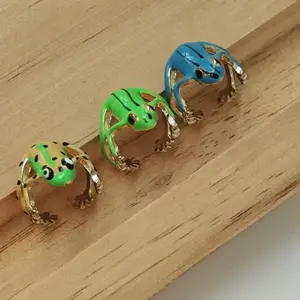 {Ring} Tree Frog Ring Green Funny Frog Ring Niche Design Blue Frog Ring Ring Adjustable Opening Ring