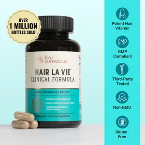 Live Conscious Hair La Vie Clinical Formula Hair Growth Supplement - High Potency Multivitamins - 5000mcg Biotin, Hydrolyzed Bovine Collagen & Folate Live Conscious Hair La Vie Clinical Formula Hair Growth Supplement - High Potency Multivitamins - 5000mcg Biotin, Hydrolyzed Bovine Collagen & Folate
