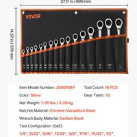 16pcs【SAE Sizes】- Silver