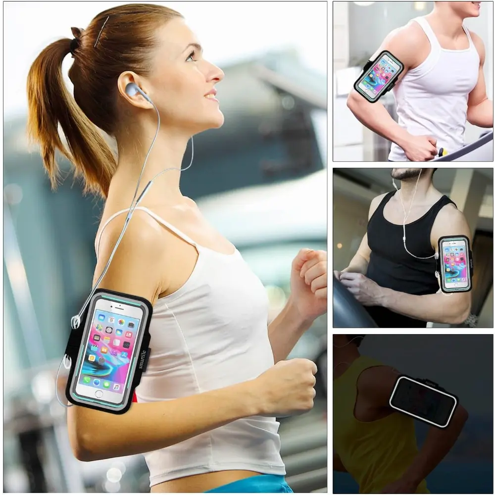 Black Arm Phone Holder for Running, Armband Cellphone for iPhone 15 14 13 12 11 Pro Max/XR/8 7 6s Plus, for Galaxy A/S/Note Up to 6.9’’, for Exercise Gym Fitness Sports Gear-Black