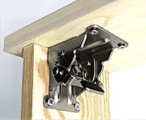 Folding Brackets, Lock Extension Support for Table Bed Leg, Bronze Steel Foldable Hinge Hardware with Screws (0-90 Degrees, 4 PCS Black)
