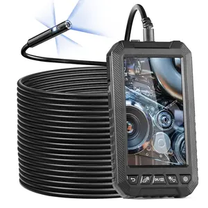 VEVOR Triple-Lens 1080P HD Endoscope Camera, 5" Screen Device with 49.2 ft Semi-Rigid Cable, 8+2 LED Lights, 3-Level Zoom, IP67 Waterproof Lens, Hook, 32GB SD Card for Auto Engine, Plumbing Checks