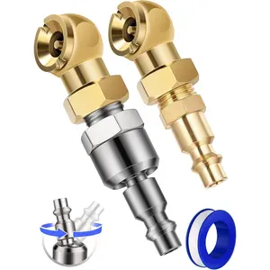 2-Packs Portable Air Chucks, Solid Metal Closed Ball Air Chuck with 1/4" NPT Standard Quick Plug, Tire Inflator Gauge Nozzle for Air Compressor Accessories