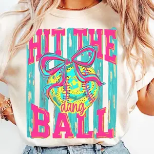 Comfort Colors Hit The Dang Ball Softball Shirt, Softball Game Day T-Shirt, Retro Leopard Pink Softball, Gift for Players and Moms, Vintage Style, Fast Shipping USA