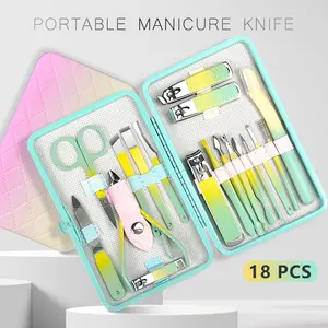 18-in-1 Professional Nail Care Set, Stainless Steel Manicure Grooming Tools with Luxurious Leather Travel Case