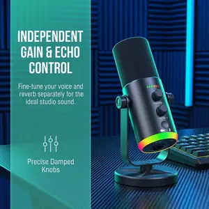 【RGB Dynamic Mic】USB Gaming Microphone for PC/Laptop, Studio Quality Podcast Streaming Mic for TikTok Live & Gaming