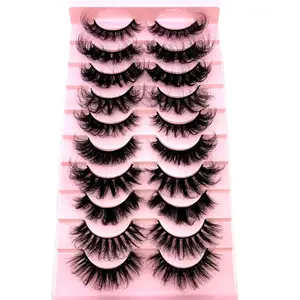 Soft Mink Eyelashes 3D Curl Winged End Eye Elongated Fake Lashes Thick Handmade Natural False Eyelash Messy Cross Lash Wholesale