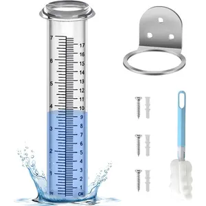 Accurate Rain Gauge Outdoor, 7" Rain Gauges Outdoors  Rated with Stainless Steel Rack Holder, Thickened Plastic Large  rain Measure Guage for Fence Yard Lawn Garden