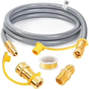 6FT 3/8" ID  Gas Hose,  Gas Grill Hose Conversion Kit Suitable for Weber Grills, Blackstone Griddles, Generator, Patio Heater (with Sealing Tape)