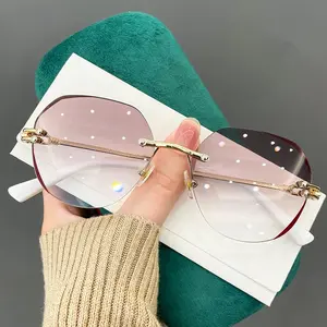 New style, frameless, polygonal, metal frame women's eyeglass frames