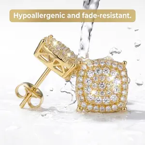 2026 TREND ALERT] Hip Hop Oversized 12mmFull Pave Stud Earrings I Micro Pave AAA ZirconLuxury Geometric Square | Unisex Jewelry forMen & Women