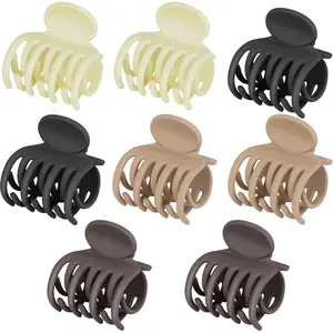8 PCS 1.6 Inch Hair Clips for Thin Hair, Medium Size Non-slip Matte Claw Clips Women, Double Row Teeth Jaw Clips with Neutral Color (C01-8 pack)