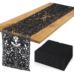 6 Pcs 14 x 84 Inches Mexican Table Black Papel Picado Table Runner Cielito Lindo Tablecloth Birthday Party Decor for Cinco De Mayo Mexico Wedding Party Supplies