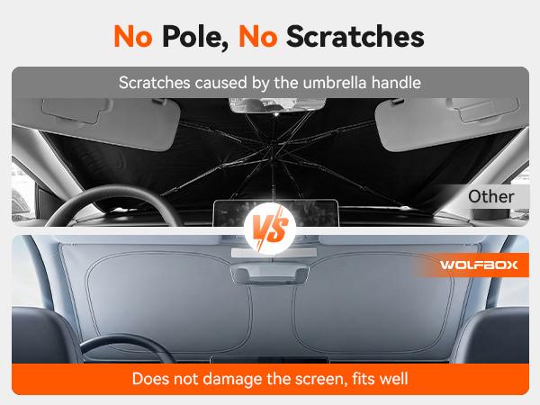 WOLFBOX Graphene Car Windshield Sun Shade with Ice Silk Technology Advanced Heat Dissipation Fabric, Blocks 99% UV & Infrared Rays, Foldable Front Window Sunshade