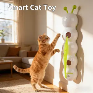 Smart Inductive Interactive Caterpillar Cat Toy with Suction Cup, Twisting Worm Shape, Automatic Pop-Up Pillar with Tail, Indoor Use