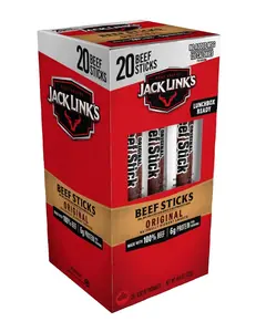 Jack Link's Beef Sticks, Original - Protein Snack, Meat Stick with 6g of Protein, Meat Snack Sticks Made with 100% Beef, Keto Friendly, Individually Wrapped - 0.92 Oz. (20 Count)