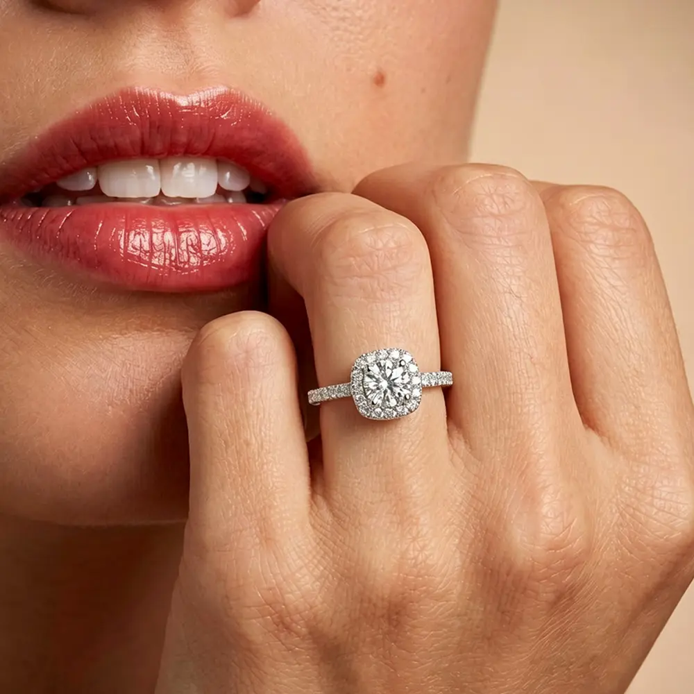 Classic Halo Cluster Rings for Women, Sparkling Promise Bridal Ring, Elegant Costume Jewelry Accessories, Wedding Proposal Gift, Size 6-9, Graduation, Ring Stack
