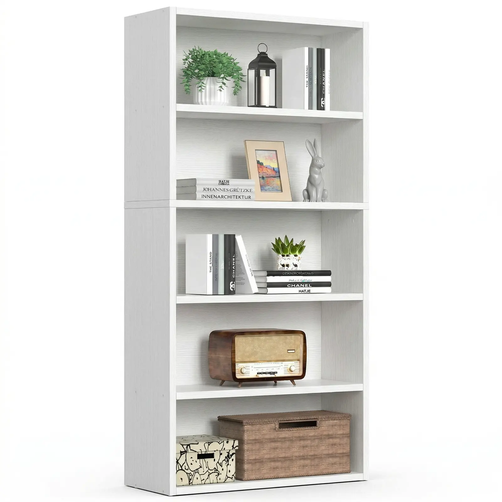 Sweetcrispy Industrial  Bookcase - Standing Open Storage Book Rack, Classic Indoor Furniture for Home Office, Bedroom, Bookshelf Book Rack