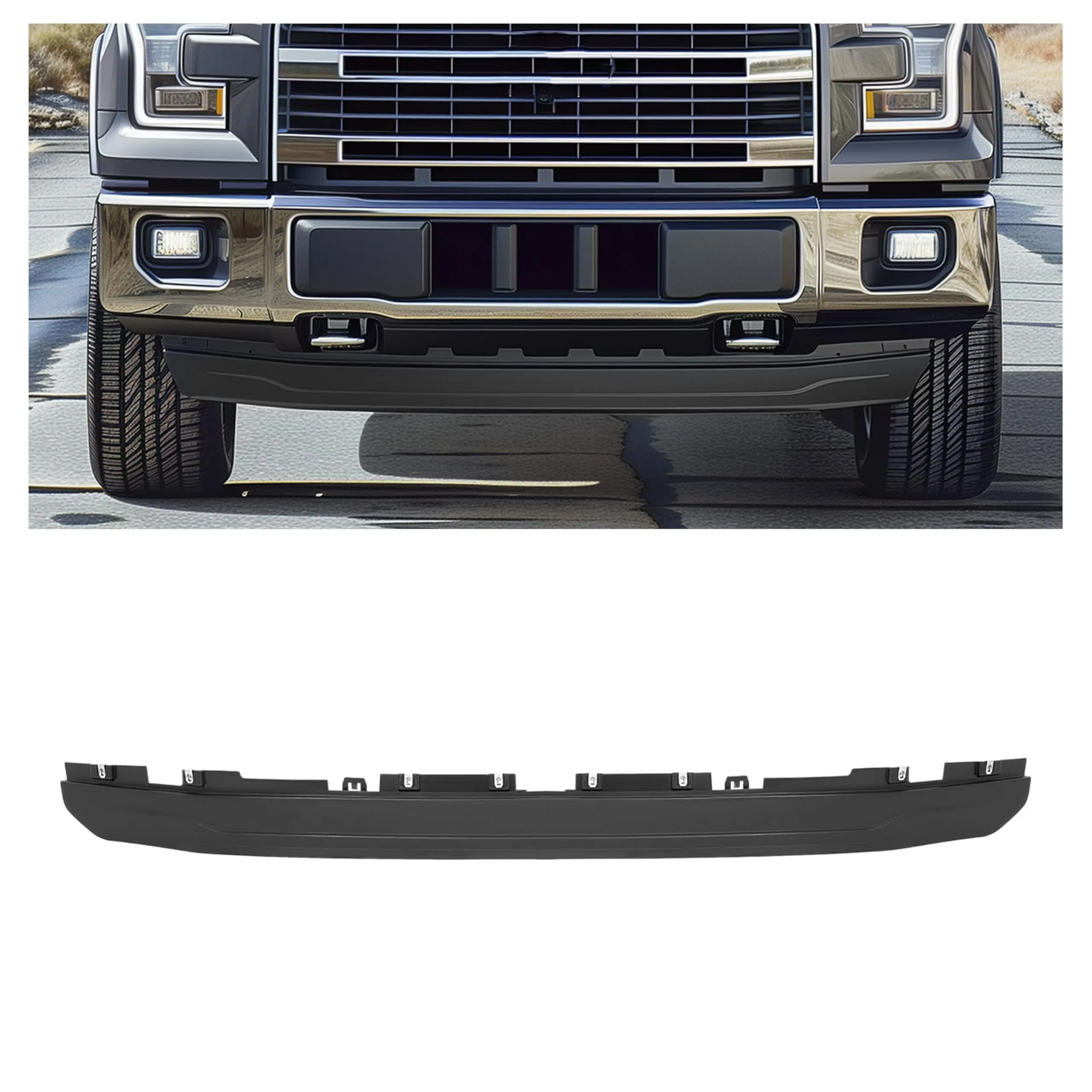 KQQIO Front Lower Bumper Valance for 2015-2017 Ford F150 Air Dam Deflector Black Durable PP Plastic Easy Install Direct Fit Replace FO1095267C Truck Vehicle, Debris Guard Car Rear Spoiler Car Door Emblem, Car Accessories, Accessories For Car