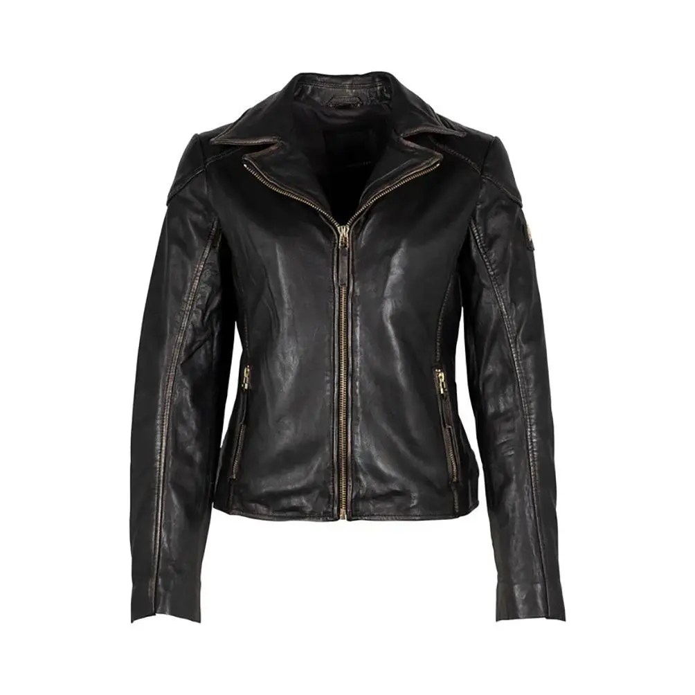Mauritius Women's Vintage Black Genuine Leather Jacket