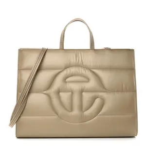Pre-owned Telfar Nylon Crossbody Bags Large Puff Shopping Bag Cream