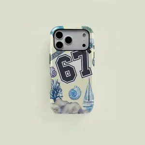 67 and Ocean Life Sea Star Jellyfish Shell Coral Print Phone Case, Durable Two-In-One Protection,phone Case Suitable for Iphone 11/12/13/14/15/16/17 Pro Promax Plus Air and Samsung S22/S23/S24/S25 Plus Ultra Fe