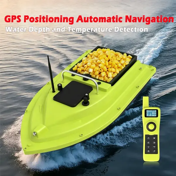 GPS Fishing Bait Boat with Dual Positioning Sonar & Temperature Detection, 500M 2.4G Remote Control with Cruise Control, Automatic Navigation, and Bright Night Lights, Night Light, Gps Positioning, Auto Return, Lake Fishing, One-Key Cruise Control