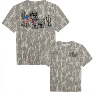 Patriotic Dog Cowboy Camo Shirt USA Flag Graphic Hunting Outfit T-Shirt Sweatshirt Hoodie Outdoor Vintage Streetwear Gift