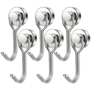 Magnetic Hooks Set, Strong Magnetic Hangers for Refrigerator Side, Door Back Wall Mounts, Traceless Adhesive Hook Clips for Home Use, Removable Hooks