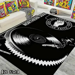 2D flat northern soul music record player high-definition print, suitable for living room, bedroom, sofa, door mat, anti-slip decorative carpet
