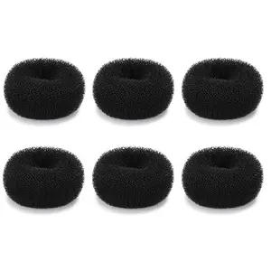 Extra Small Hair Bun Maker for Kids, 6 PCS Chignon Hair Donut Sock Bun Form for Girls, Mini Hair Doughnut Shaper for Short and Thin Hair (Small Size 2 Inch, Black)