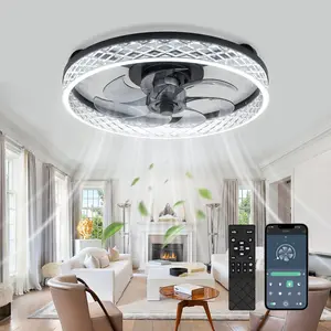 DEMILARE Ceiling Fan with Light, Smart Ceiling Fan Light with Remote and App Control, LED Dimmable Flush Mount Fan, Modern Acrylic Ceiling Fan Light Fixture, 6 Speed Reversible Quiet Low Profile Ceiling Fan for Bedroom Living Room Kitchen, SummerVibes