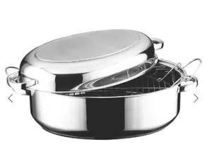 Professional Platinum Oval Roaster 16.5 Inch T304 Stainless Steel Cooker with Stackable Design & Lifetime Guarantee for Even Cooking and Nutrient-Rich Meals